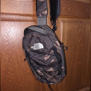 The North Face Brown Camo Sling Bag with Front Bungee